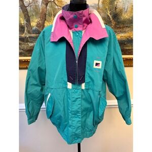 Current Seen Vintage 90s Colorblock Windbreaker Jacket Teal Pink Purple Mens M